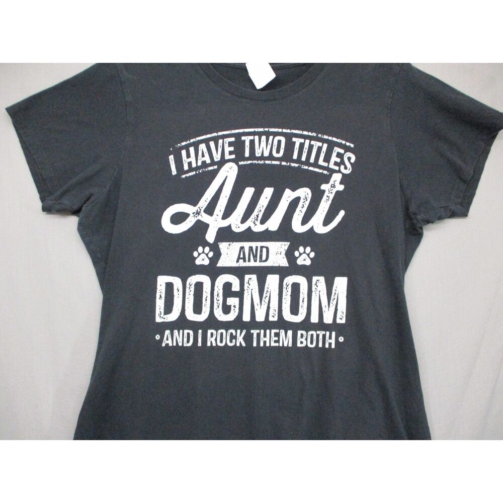 Port & Company Dog Aunt Graphic Print T-Shirt Black Women Size | XL - Picture 2 of 7